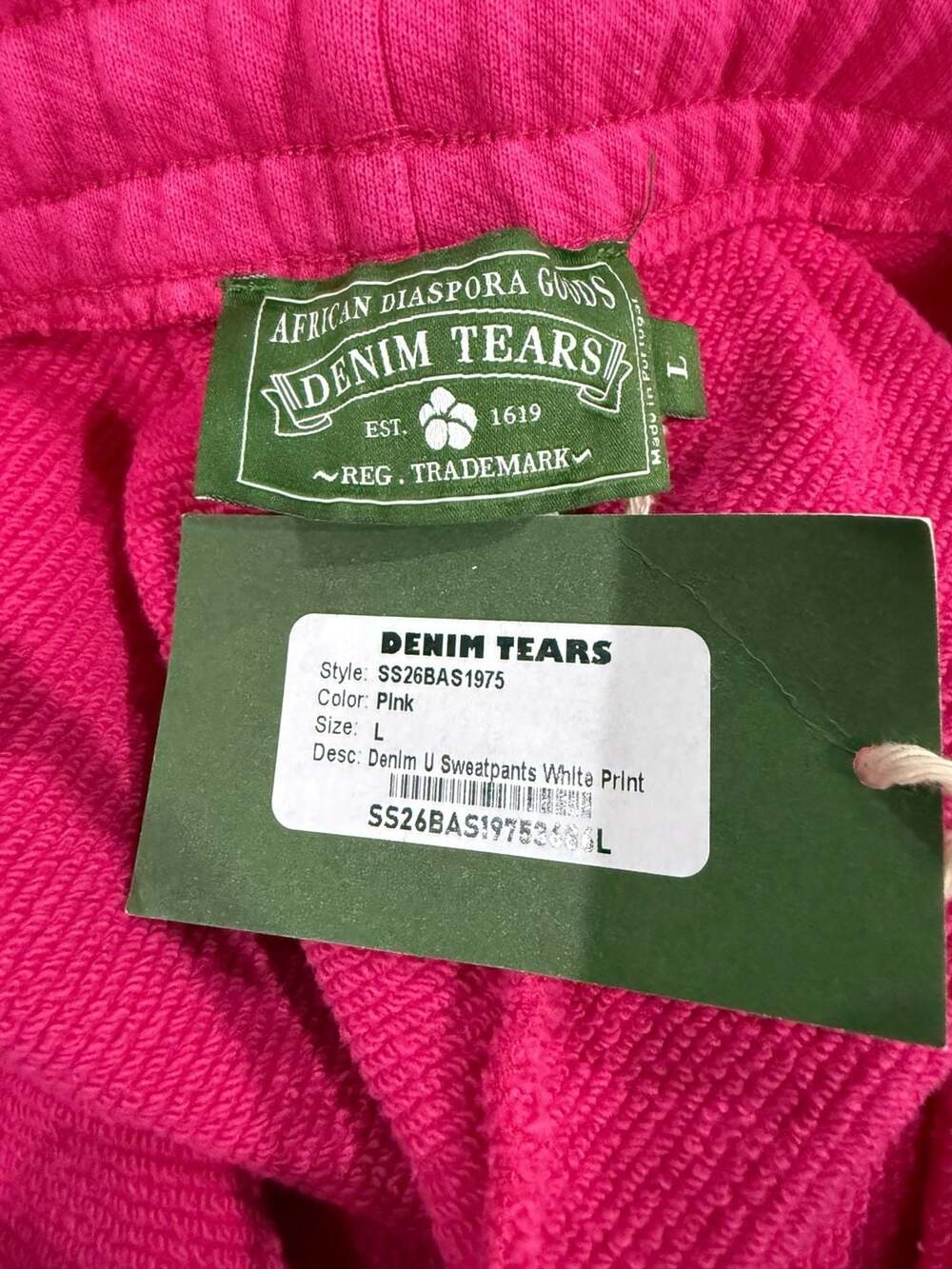Denim Tears University Sweatpants Pink White Wreath Logo Joggers Size L - Picture 5 of 11